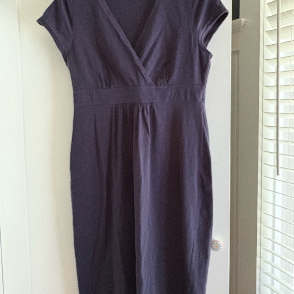 Boden Blue Pleated Wrap Midi Dress V-Neck Cap Sleeve